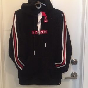 Black Sherpa Fleece Hoodie NWT Sz M
